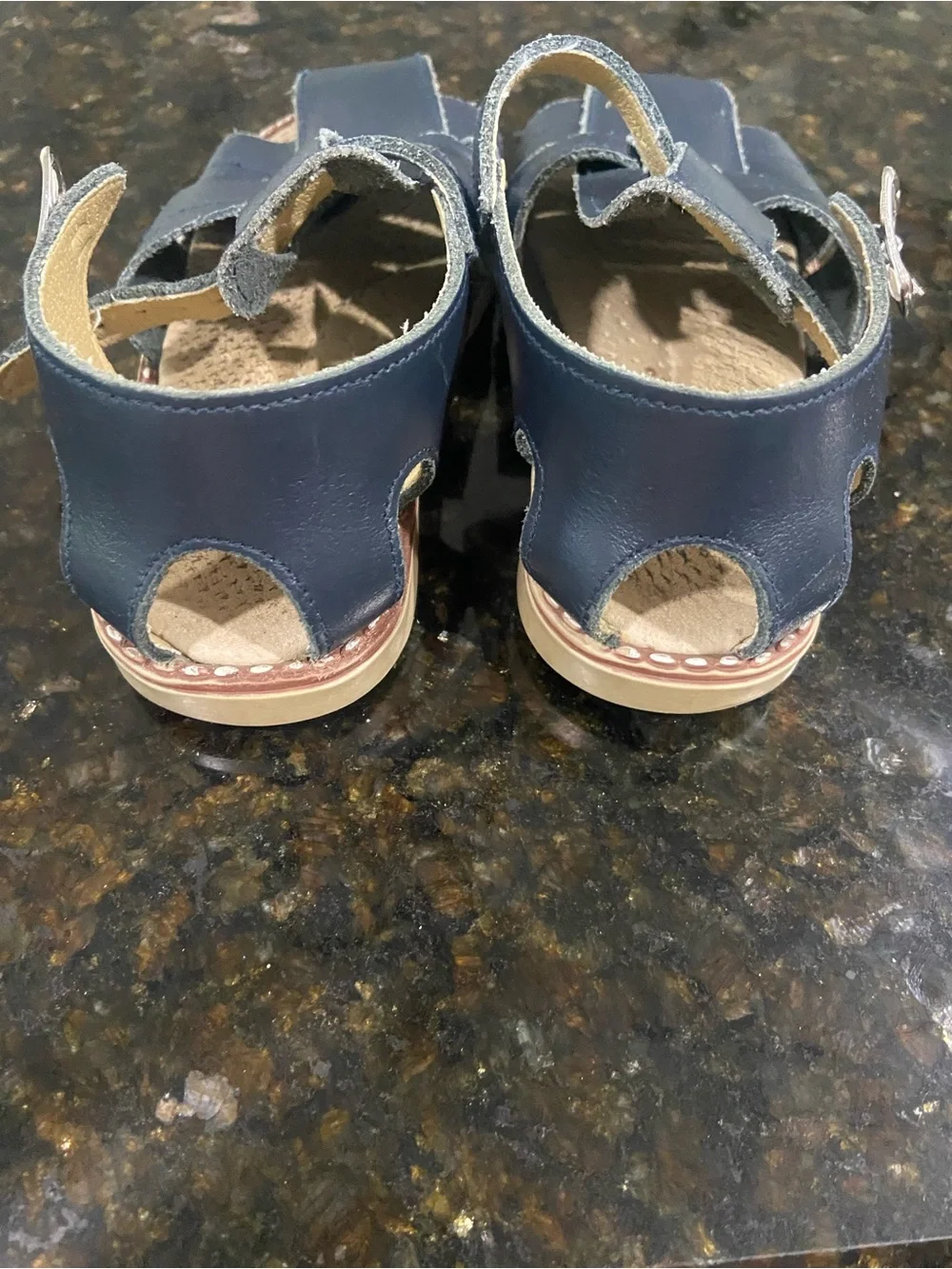 Salt Water Sandals by Hoy Navy Leather Fisherman-Style Kids Sandals